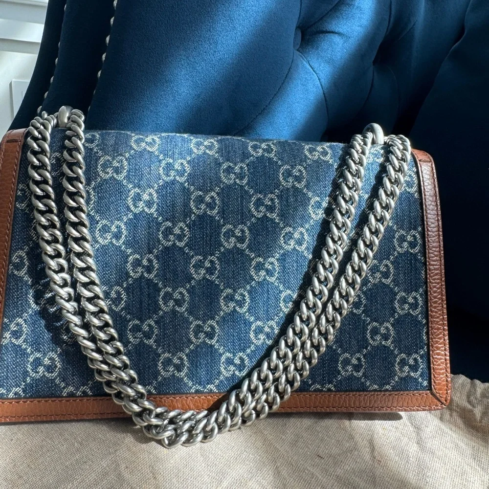 Gucci Denim and Brown Dionysus Bag - Picture 4 of 12